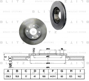 Диск тормозной передний вентилируемый DAEWOO Lanos/Nexia 95- BS0374 BS0374 BLITZ