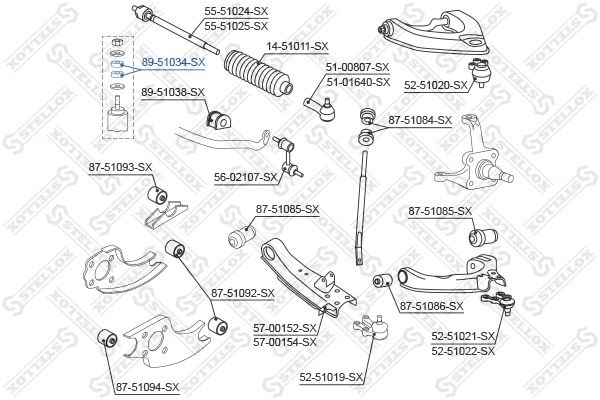 втулка амортизатора переднего!\ Hyundai H-1 96-01 89-51034-SX STELLOX