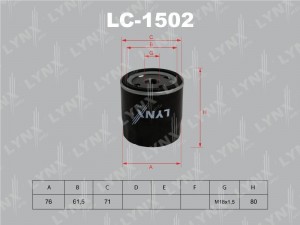 Фильтр масляный подходит для OPEL Astra G/H 1.6-2.0T 00/Vectra B/C 1.6-1.8 95/Om LC-1502 LYNXAUTO