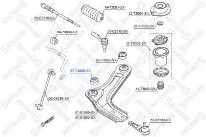сайлентблок рычага пер.!\ Daewoo Nubira 97> 87-73006-SX STELLOX