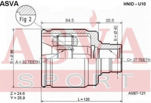 ШРУС ВНУТРЕННИЙ ЛЕВЫЙ 32x40x25 HONDA CR-V 97-00 AT+MT [12] HNIDU10 HNID-U10 ASVA