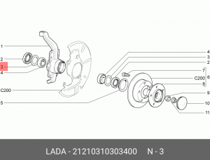 Кольцо ВАЗ-2121,21213 подшипника ступицы дистанционное АвтоВАЗ 21210-3103034-00 LADA VAZ