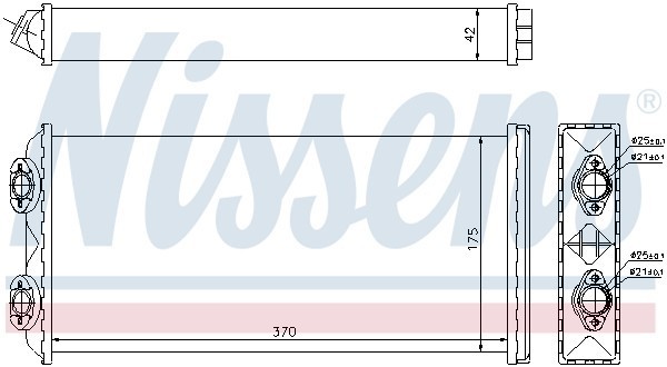 радиатор отопителя ! пластик/алюминий 370x190x42 \MAN F2000(94>) дв.D28 71925 NISSENS