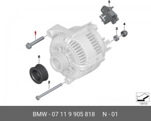 Болт с шестигранной головкой с шайбой !M10x70, ISO 4014 \BMW 1' E81, E82, E87, L 07 11 9 905 818 BMW