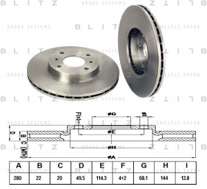 NISSAN ALMERA N16/PRIMERA P11 280x22x4 BS0142 BLITZ