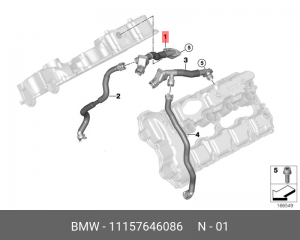 патрубок вентиляции картерных газов!\ BMW N63 All 11 15 7 646 086 BMW