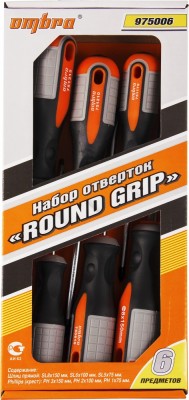 набор отвёрток! ROUND GRIP стержневые 6пр.\ 975006 OMBRA