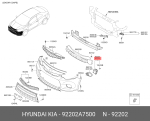 Фара противотуманная KIA Cerato (16-) правая OE 92202A7500 HYUNDAI KIA
