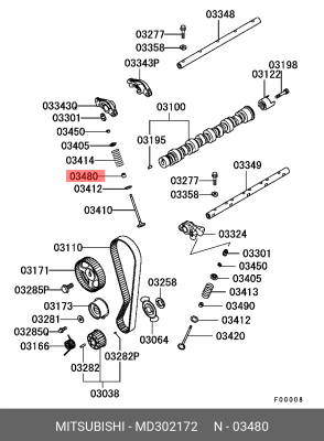 Колпачок маслосъемный (впускной) MITSUBISHI Lancer IX/Carisma/Colt III 1.3/1.5/1 MD302172 MITSUBISHI