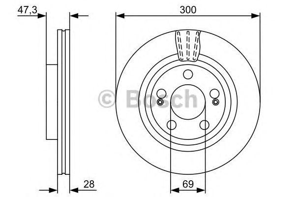 Диск тормозной HYUNDAI i30 (07-) KIA Soul,Ceed (13-) (1.6) (R16) передний (1шт.) 0986479537 BOSCH