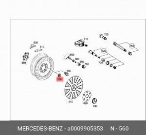 гайка колеса! M14x1.5\ MB Sprinter 516 1.8 09> A 000 990 53 53 MERCEDES BENZ