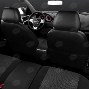Авточехлы универсальные экокожа-жаккард черно-белые комплект AVTOLIDER UJK31-0103 AVTO LIDER 1