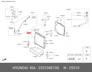 Радиатор KIA Bongo 3 (06-) (2.9-J3) (2WD) М/Т OE 253104E100 HYUNDAI KIA