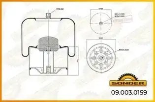 Пневморессора Premium со стаканом (металл) 1 штуц. / 1 отв.; DH=268; стакан O220 090030159 SONDER
