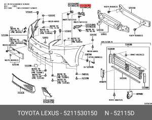 КРОНШТЕЙН ПЕРЕДНЕГО БАМПЕРА. ПРАВЫЙ... 52115-30150 TOYOTA