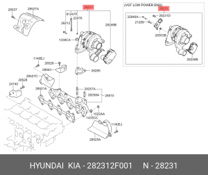 Турбокомпрессор Hyundai 28231-2F001 (ГАРАНТИЯ ГОД) оригинальный, восстановленный 282312F001 MOBIS