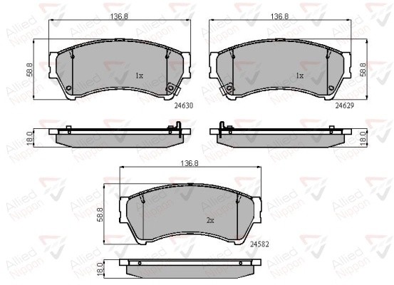 Колодки тормозные MAZDA 6 (GH) (08-) (1.8/2.0/2.5) передние (4шт.) ALLIED NIPPON ADB31787 ALLIED NIPPON