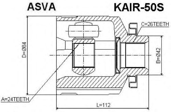 ШРУС ВНУТРЕННИЙ ПРАВЫЙ 24x42x26 KAIR50S KAIR-50S ASVA
