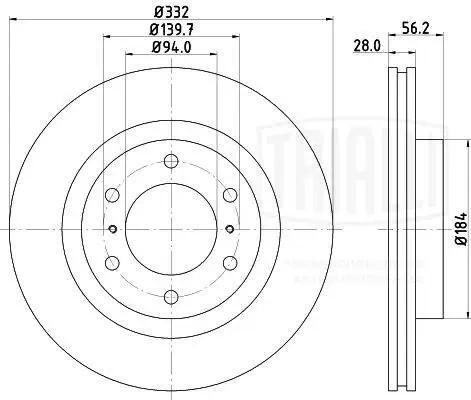 Диск торм. Mitsubishi Pajero IV (06-) перед. d=332 (DF 117407)  2шт DF 117407 TRIALLI