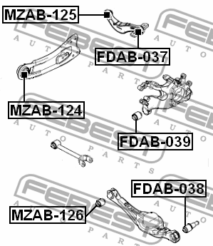 Сайлентблок задн попереч тяги FORD EDGE 2007-2014 FDAB-037 FDAB-037 FEBEST