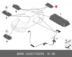 Фонарь освещения знака номерного BMW 1 (E87) левый/правый OE 63 26 7 193 293 BMW