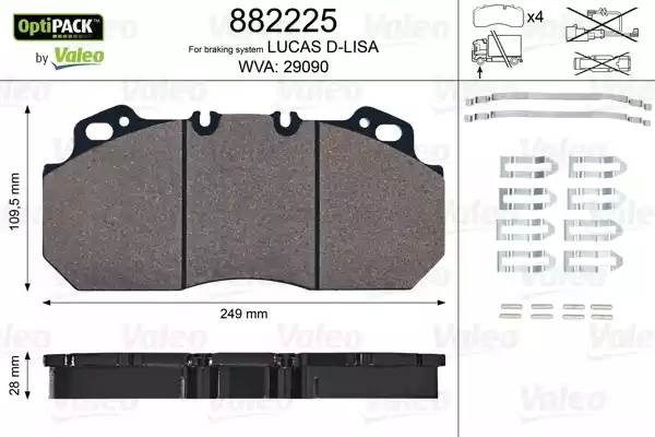 Колодки тормозные 29090 249.6*114.2*28 882225 VALEO PHC