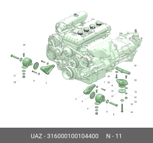 Опора двигателя УАЗ-3160, 31519 Хантер задняя (опора КПП) (ОАО УАЗ) 316000100104400 UAZ UAZ