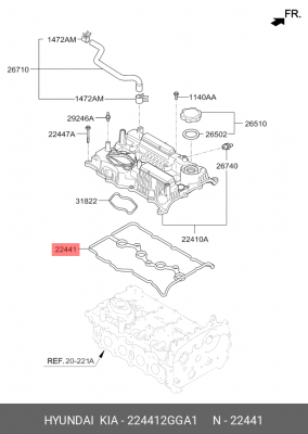 прокладка клапанной крышки!\ Hyundai ix35/Sonata, Kia Sportage/Sorento 2.0/2.4 0 224412GGA1 HYUNDAI