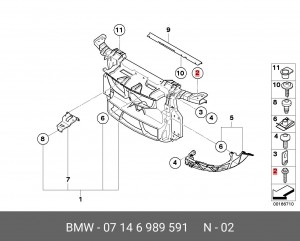 Болт с шестигранной головкой !M6x52-10.9 \BMW 1' E81, E82, E87, LCI, E88, 3' E90 07 14 6 989 591 BMW