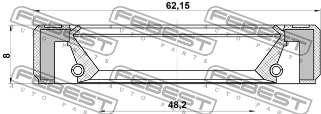 Сальник привода 48.2X62.15X8X8 95GBY-50620808L FEBEST