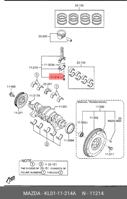 MAZDA, ВИНТ М8Х25 KL0111214A MAZDA