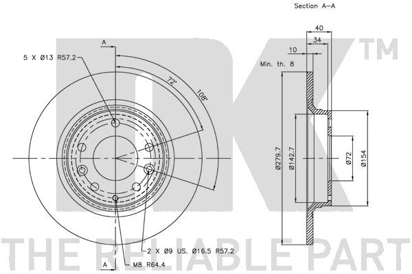 203246NK диск тормозной задний!\ Mazda 6 1.8-2.3/2.0Di 02> 203246 NK