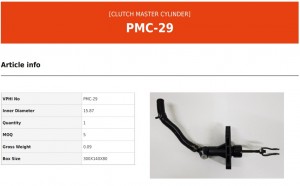 Цилиндр сцепления рабочий CHEVROLET EPICA (10702070/110320/0048362/06) PMC29 VALEO PHC