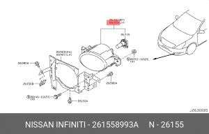 ФАРА П/Т ЛЕВ J32R J10E 26155-8993A NISSAN