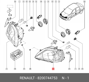 Фара RENAULT Logan (09-) левая OE 8200744753 RENAULT