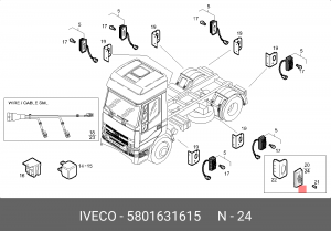 фонарь габаритный! желтый с уплотнением и разъемом SUPERSEAL LED\IVECO 5801631615 IVECO