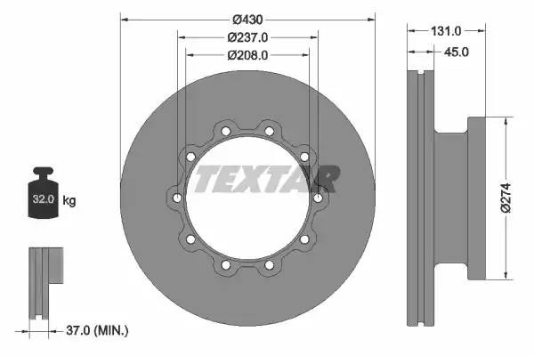 Диск тормозной SCANIA 4 series,P,G,R,T передний (1шт.) TEXTAR 93088300 TEXTAR