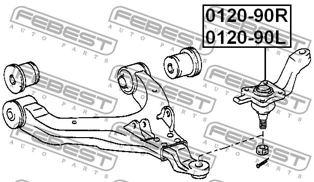 Опора шаровая правая TOYOTA LAND CRUISER PRADO 90 0120-90R 012090R FEBEST