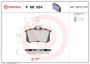 Колодки тормозные P68024 P68024 BREMBO