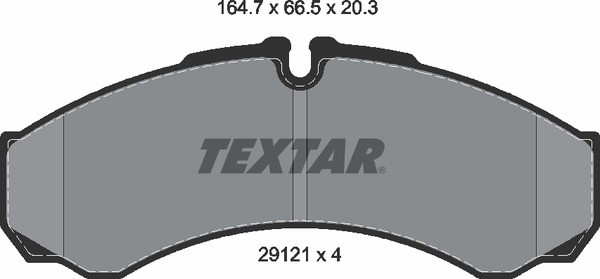 Колодки тормозные IVECO RENAULT дисковые (165x66x20) (4шт.) TEXTAR 2912112 TEXTAR