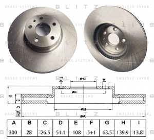 диск тормозной передний! 300x28\ Ford Mondeo V 1.0-2.0i/TDCi 14> BS0596 BLITZ
