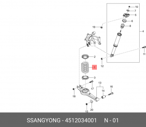Пружина SSANGYONG Actyon (10-) (2WD) стойки задней OE 4512034001 SSANG YONG