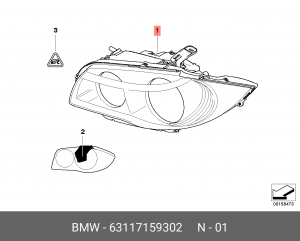Фара BMW 1 (E87) правая (биксенон) OE 63 11 7 159 302 BMW