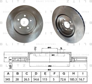 диск тормозной передний!\ Lancia Thema II 3.0 V6 11> BS0588 BLITZ