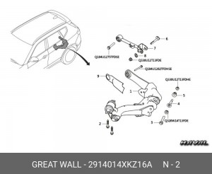 Болт HAVAL F7,F7x подвески сход-развальный OE 2914014XKZ16A GREAT WALL