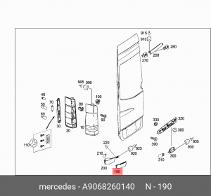 Катафот MERCEDES Sprinter бампера заднего правый OE A 906 826 01 40 MERCEDES BENZ