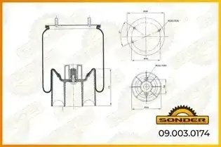 Пневморессора Premium со стаканом (пластик) 2 шп.+возд. / 2 отв 21229214  ROR —  090030174 SONDER