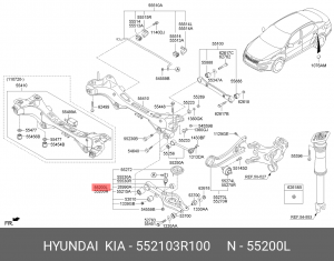 Рычаг подвески HYUNDAI Sonata YF (10-) задней нижний левый OE 552103R100 HYUNDAI KIA