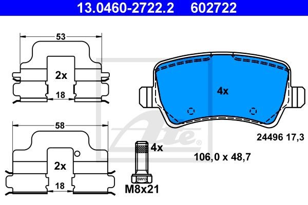 13.0460-2722.2 1236 00 !колодки дисковые з.\ Ford Galaxy/Mondeo/S-max, Volvo S80 13.0460-2722.2 ATE