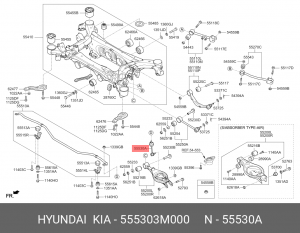 Стойка стабилизатора HYUNDAI Equus (09-16),Genesis (09-14) заднего OE 555303M000 HYUNDAI KIA